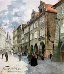 Ulice k Mostu, Mala Strana, Prague, illustration de 